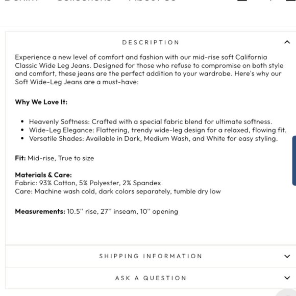 Just Black Wide Leg Jeans Sz 28 - Picture 3 of 9